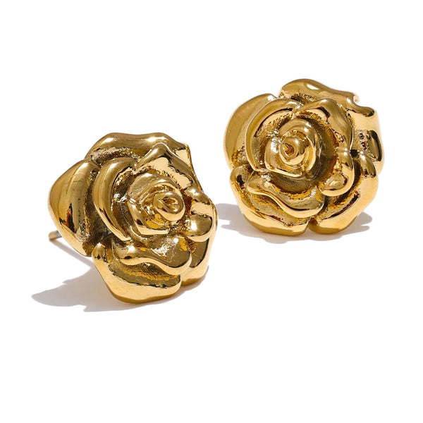 Brinco Design Rosa Banhado a Ouro 18K